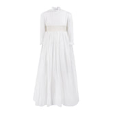 AMAYA RUFFLED HIGH NECK WITH PEARL SMOCKED WAIST GOWN